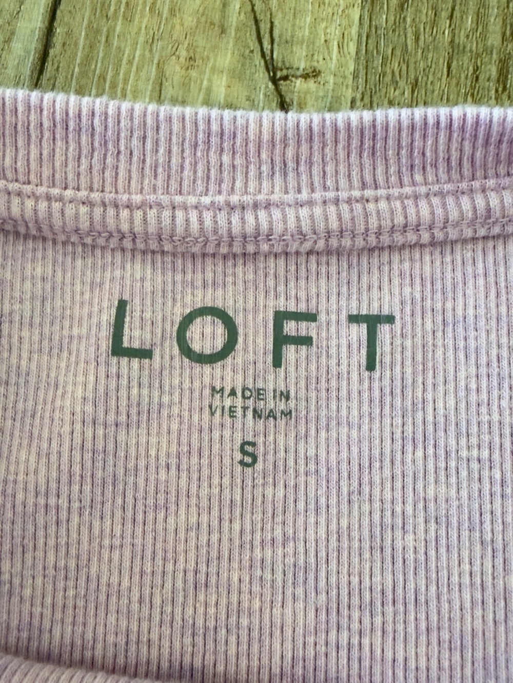 LOFT Lilac Elbow-Sleeve Ribbed Crewneck Tee - Picture 6 of 7